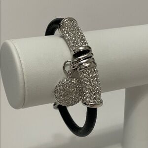 Joan Boyce Silver and Black Rubber Cord Bracelet